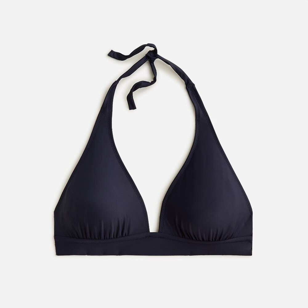 NWT J.Crew DD halter tie-back bikini top, Navy, XS
